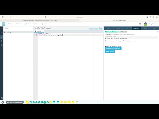 Codehs Python 3.1 Video Tutorial: Printing in Python