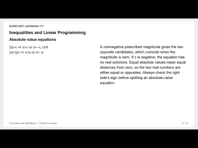 Inequalities and Linear Programming | Formulas & Definitions