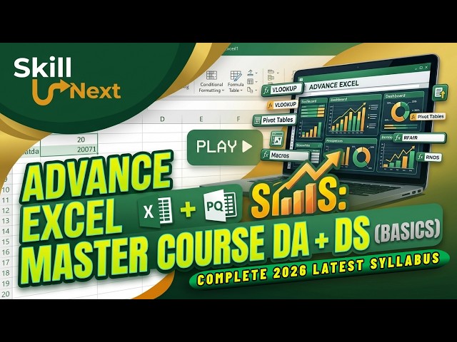 Advance Excel for Data Analytics & Data Science | Free Demo Lecture 2026 | SkillNXT India