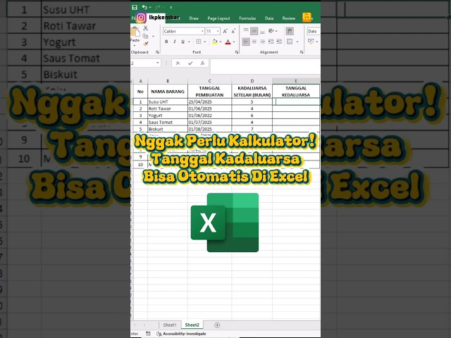 Tanggal Kadaluarsa Bisa Otomatis Di Excel! #excel #tips #shortvideo #trending #skills #viral #klaten