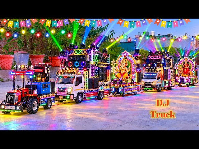 Mini DJ Truck Durga Navratri Cardboard DJ Setup| Big DJ Loading Ganesh Puja DJ Light Gadi wala DJ