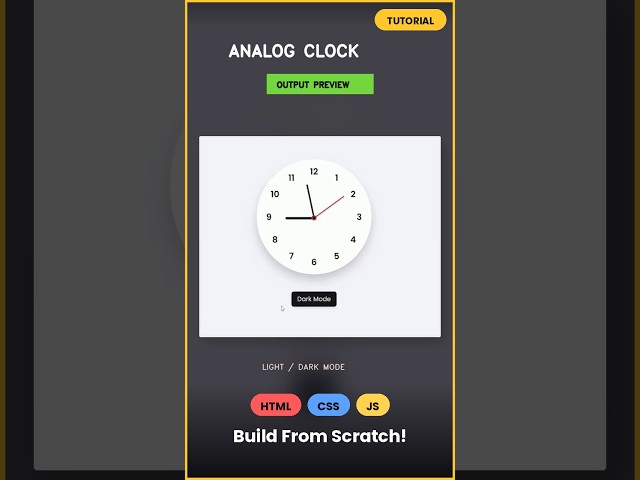 Build an Analog Clock with HTML, CSS & JavaScript 🕐 (Light/Dark Mode)