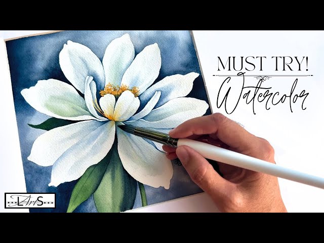EASY to MASTER Step-by-Step White Watercolor Magnolia Flower Painting Masterpiece!