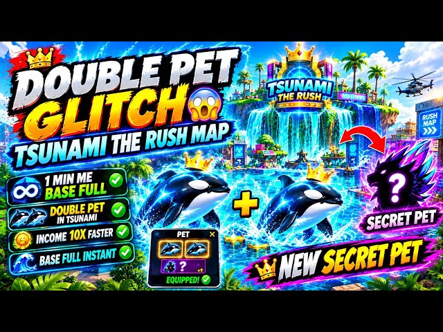 🚨UNLIMITED DOUBLE PET GLITCH 🤯 IN TSUNAMI PET RUSH MAP 🔥 NEW DOUBLE PET GLITCH 🤯FREE FIRE CRAFTLAND🚨