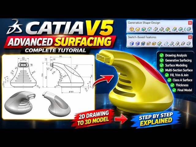 CATIA V5 Advanced Surfacing | Generative Shape Design & Generative Surfacing |2D Drawing to 3D Model