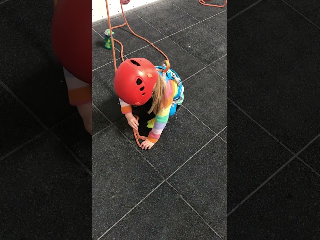 Four year-old tying their figure-eight knot for climbing.