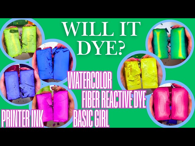 35 DYED BLOCKS | WILL IT DYE? | BASIC GIRL, DHARMA FIBER, WATERCOLORS, PRINTER INK