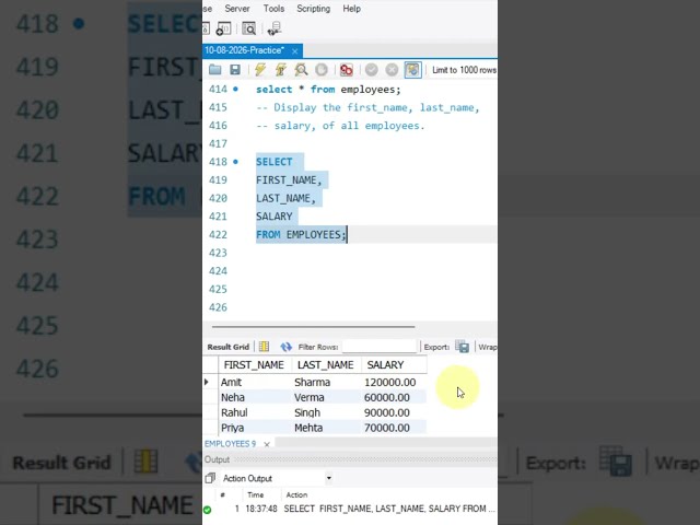 How to Get First Name, Last Name & Salary in SQL? 💻 | #shorts
