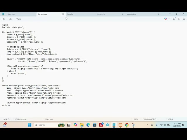 How to create signup/login page using session ..