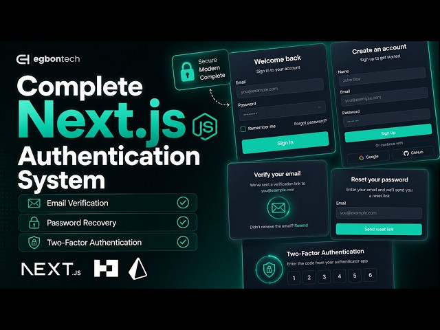 Complete Next.js Authentication System with Email Verification, Password Recovery & 2FA