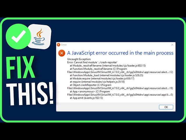 A JavaScript Error Occurred in The Main Process [FIXED]