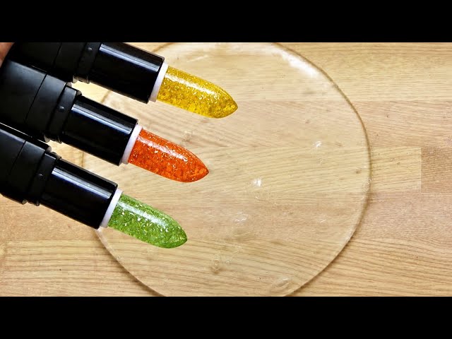 Slime Colouring With Yellow & Orange Makeup! Mixing Orange Eye palette Into Clear Slime 