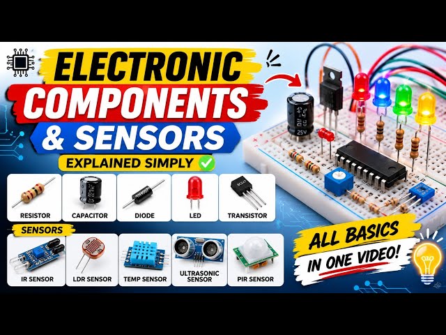 Electronic Components & Sensors Explained Simply⚡|Learn Electronics in 5 Minutes! 🔧#video#electronic