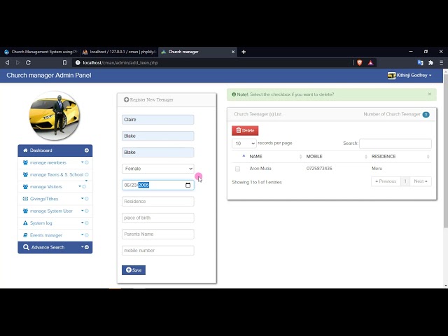 Church Management System using PHP DEMO