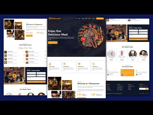 Complete Responsive Restaurant Website Template Design - HTML - CSS - JS - Free Website Code