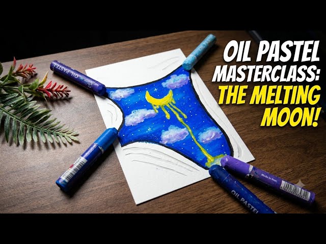 How to Draw a Melting Moon with Oil Pastels | Easy Aesthetic Art