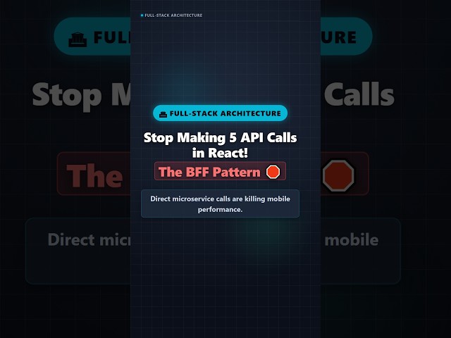 Stop Making 5 API Calls from React! The BFF Pattern Explained 🚀 #dotnet #reactjs #shorts