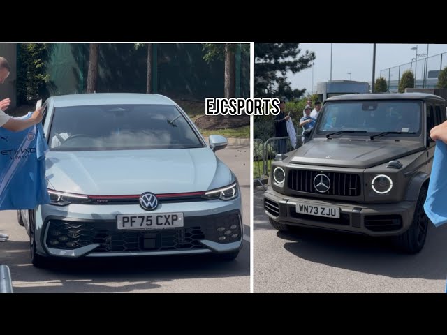 Manchester City players leaving training ground in LUXURY cars