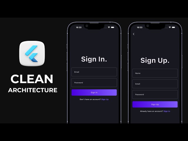 Flutter Auth Tutorial • Sign In • Sign Up UI with Clean Architecture