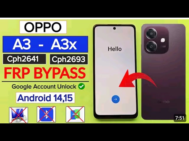 Oppo A3, A3x Frp Bypass Without Pc | Oppo A3x Cph2641 Google Account Unlock Android 14,15 NEW METHOD