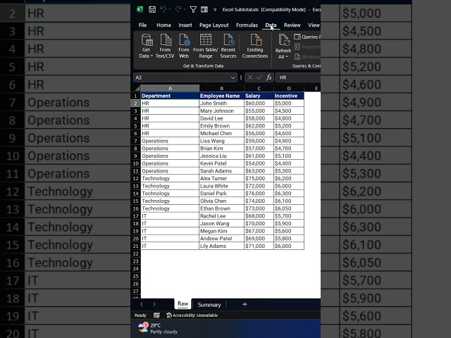 Quick Guide To Subtotal in MS Excel #excel #subtotal #shorts