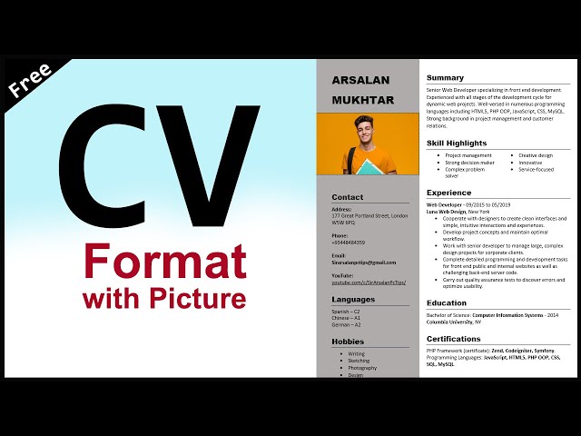 Free Download CV Format with Picture | Make your CV look professional