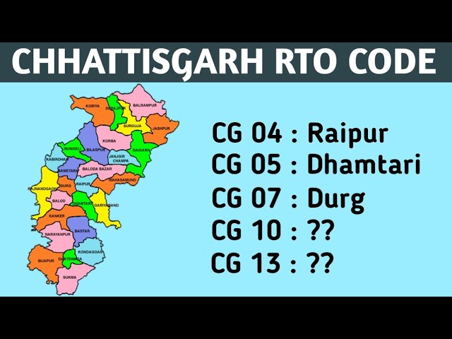 Chhattisgarh RTO Codes for Vehicles Registration || Vehicles Registration number in Chhattisgarh
