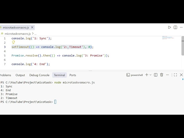 JavaScript Event Loop Core Mechanism: Microtasks vs Macrotasks Demo