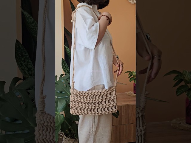 Minimal Macrame Bag #tutorial #macrametutorial #diy #purse #diybag #diypurse #boho #macramedress
