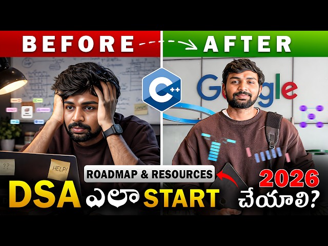 DSA Complete Roadmap 2026 in Telugu 🔥 | Step-by-Step Guide for Placements & Coding Interviews