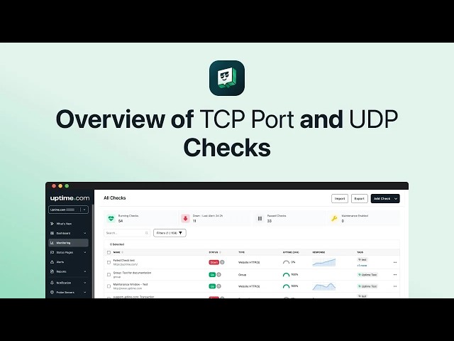 Overview of TCP Port and UDP Checks
