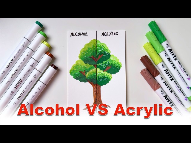 How to Draw a Tree with Alcohol & Acrylic Markers | 2 Art Techniques for Beginners