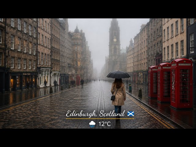 Last Day of Edinburgh Fringe Festival 2026 🌫️ | A Misty Morning After Heavy Rain | Scotland 4K