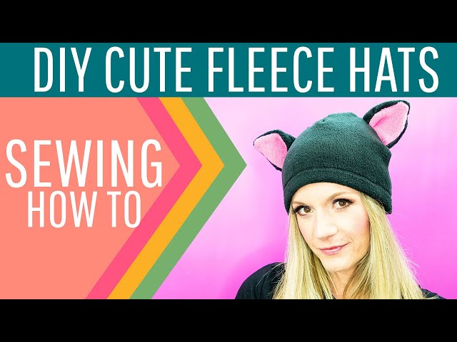 DIY Cute Fleece Animal Hats - free pattern (cat, bear, dinosaur, apple, pumpkin)