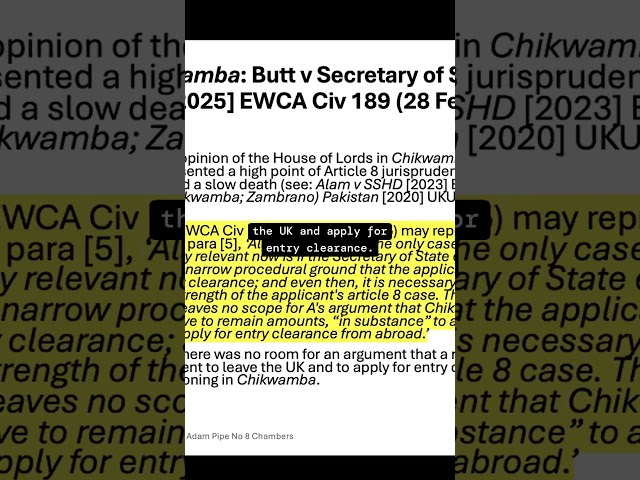 Article 8, Family Life & Chikwamba  #immigration #immigrationlaw