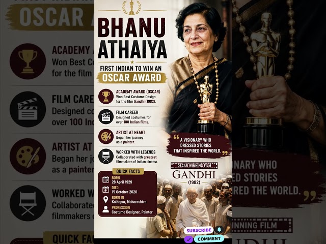 Bhanu Athaiya | First Indian to Win an Oscar 🏆🇮🇳 | Biography & Facts | #Shorts #throwbackpicture