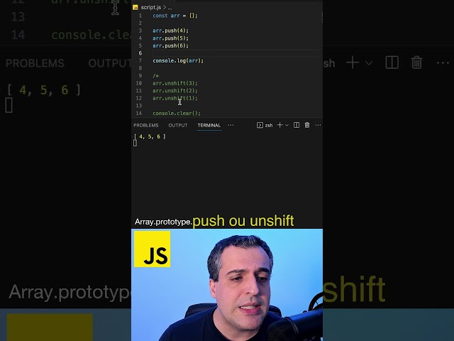 PUSH ou UNSHIFT - JAVASCRIPT #shorts