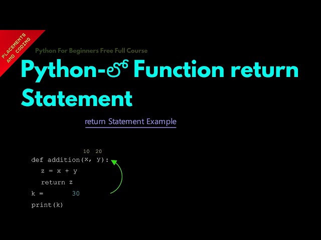 Function return Statement in Python || Telugu || Lesson 74 || Python For Beginners ||