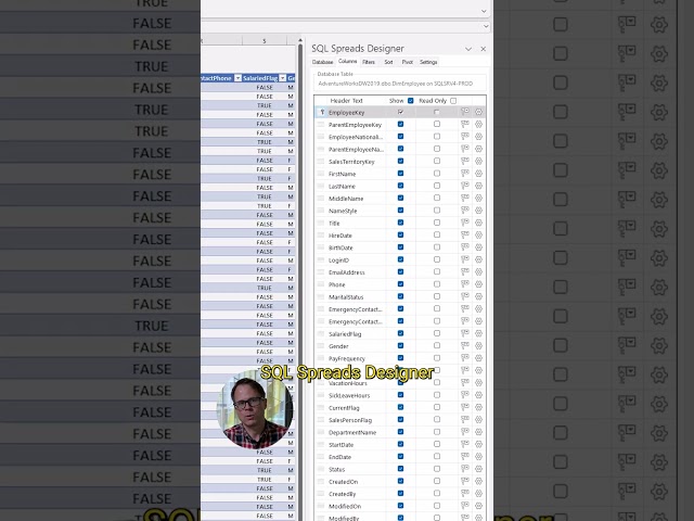 Easily Show/Hide SQL Server Columns in Excel