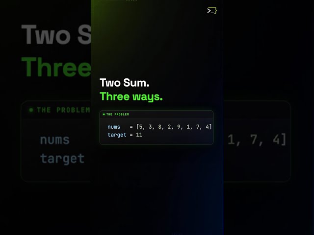 Two Sum: 3 Ways (And Which One Actually Wins) two sum 3 ways #coding #software #dsa #shorts