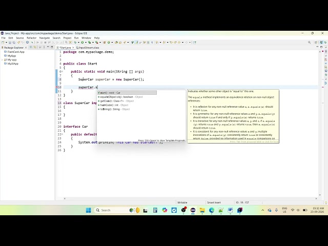 write method implementation inside an interface in Java