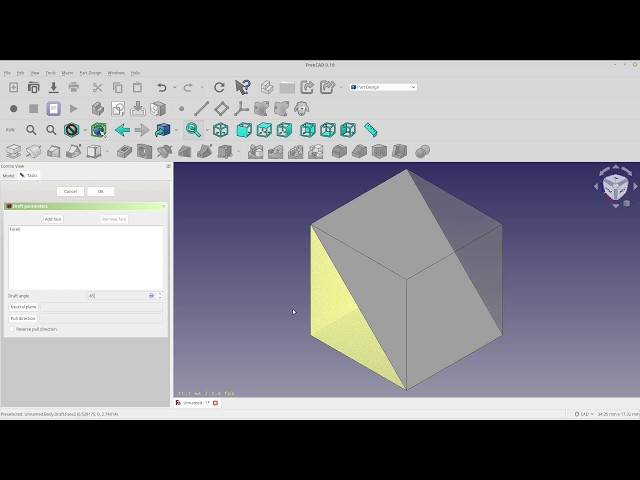 FreeCAD Tutorial - Part Design "Draft a Face"