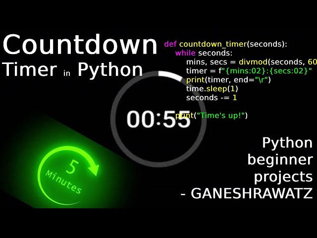 Make a Countdown Timer in Python | Python Beginner Projects | GANESHRAWATZ #pythonprojects