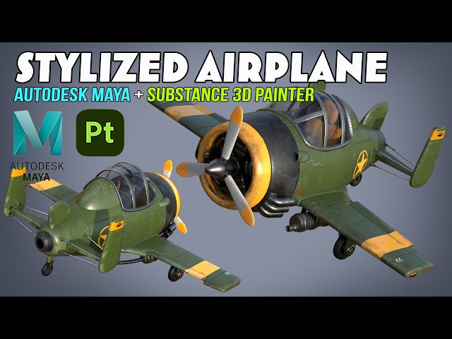 Stylized Airplane | Autodesk Maya + Substance 3D Painter