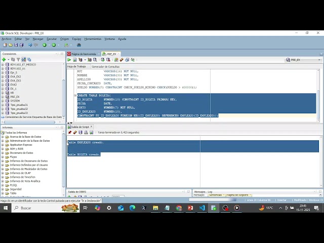 SQL Developer Tablas y Constrains