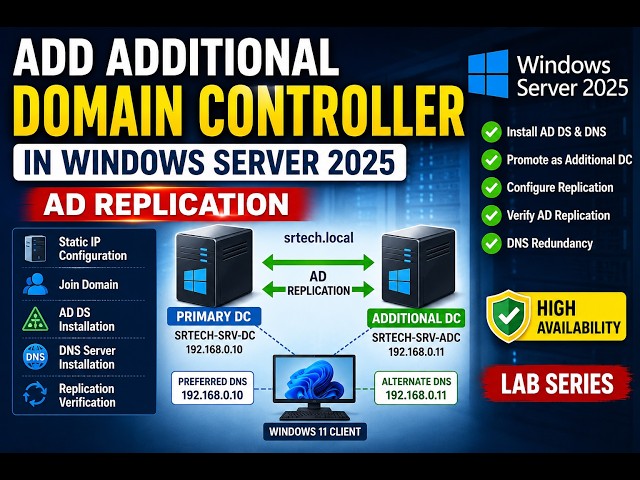 How to Add an Additional Domain Controller in Windows Server 2025 | AD Replication