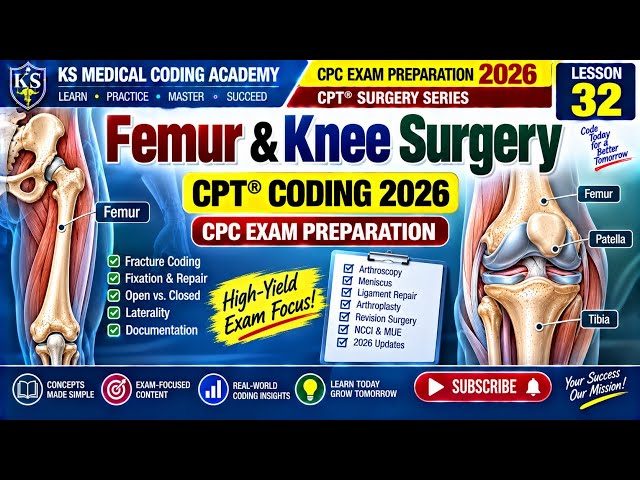 Femur & Knee Surgery CPT® Coding | Lesson 32 | CPC Exam | Medical Coding Course 2026