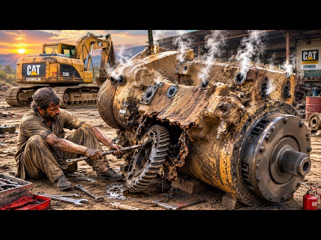 Incredible Caterpillar Transmission Restoration | Broken Gear Replacement & Heavy Equipment Repair
