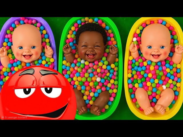 Sorting Colorful Candy with Baby Dolls - Satisfying Color Play 69