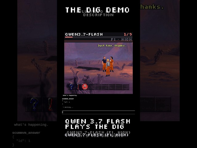 Qwen 3.7 Flash playing The Dig  #retrogaming #llm #ai